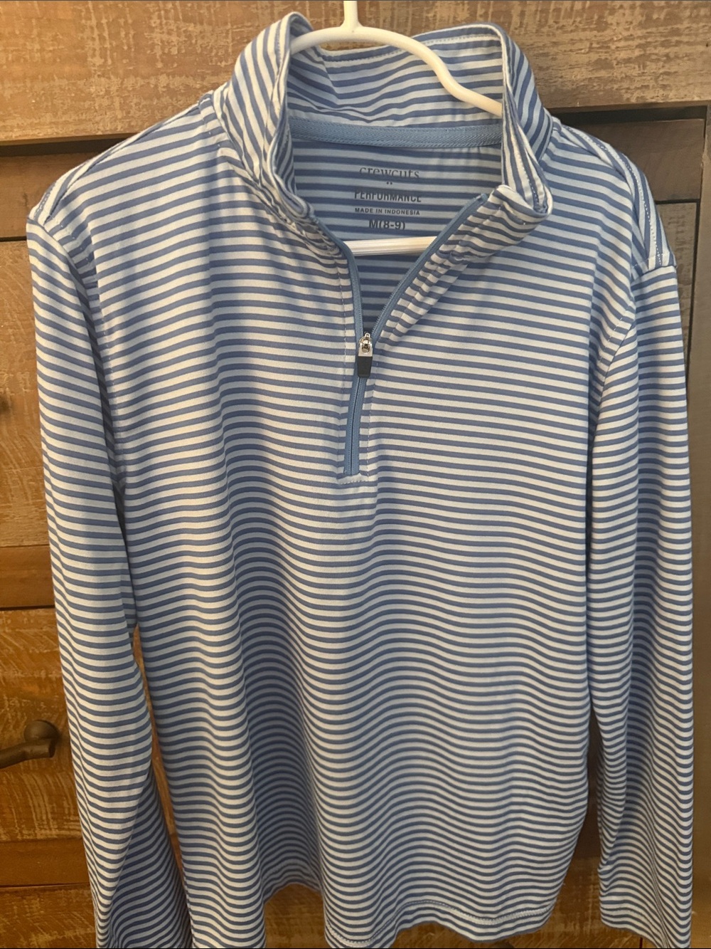 Crewcuts Light Blue & White Striped Quarter-Zip Top